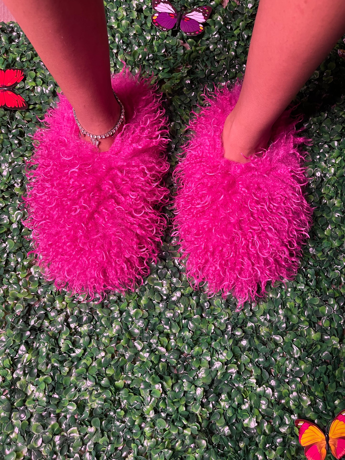 Hot Pink fluffy slippers