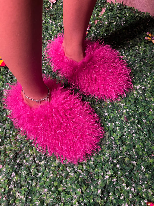 Hot Pink fluffy slippers